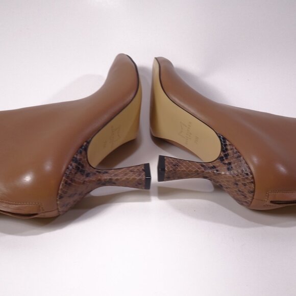 Marc Fisher Hint Snake-Print Heel Leather Booties Ankle Boots 7.5 NWOB 199 TAN - Picture 5 of 8